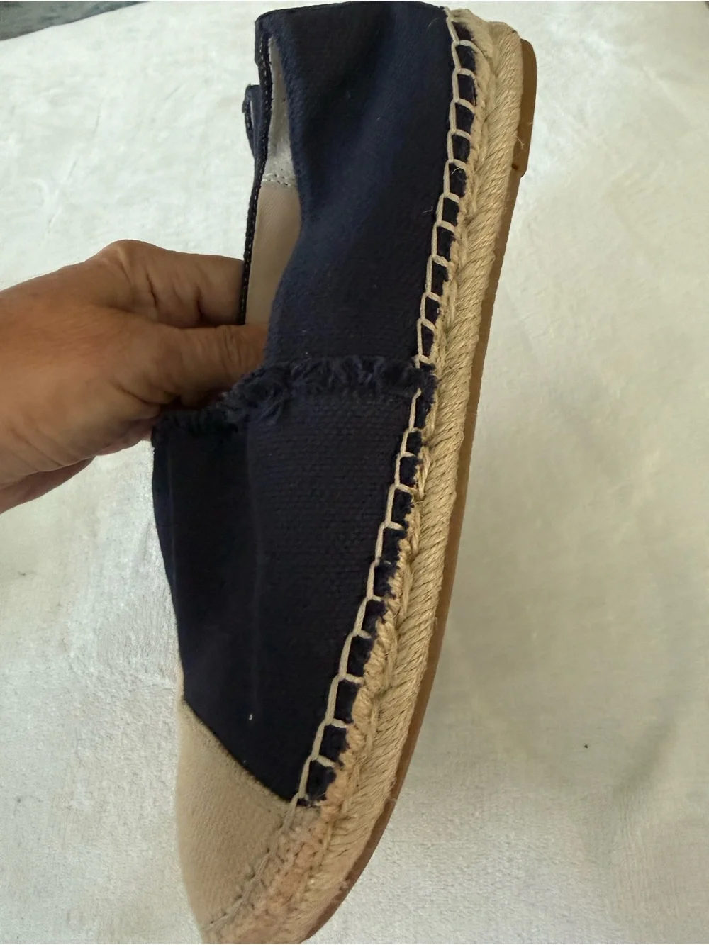 J McLaughlin Womens Redding Solid Canvas Espadrilles 6.5 Flats Blue/Tan Cloth